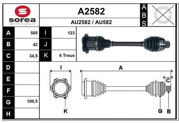 SNRA A2582 Drive Shaft A2582