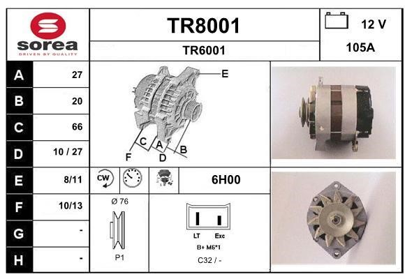 SNRA TR8001 Alternator TR8001