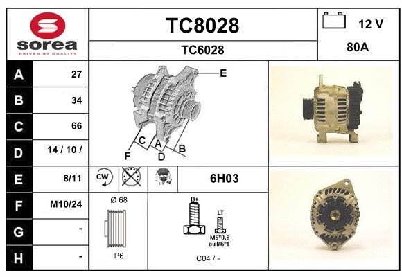 SNRA TC8028 Alternator TC8028