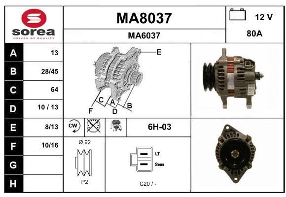 SNRA MA8037 Alternator MA8037