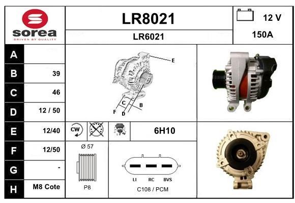 SNRA LR8021 Alternator LR8021