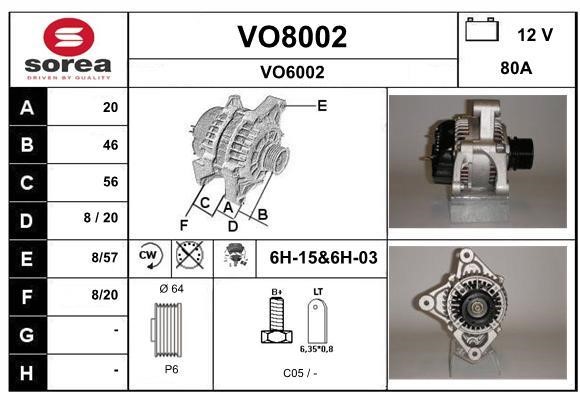 SNRA VO8002 Alternator VO8002