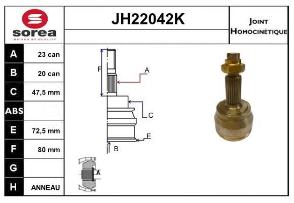 SNRA JH22042K CV joint JH22042K