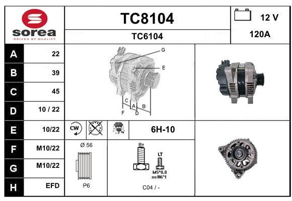 SNRA TC8104 Alternator TC8104