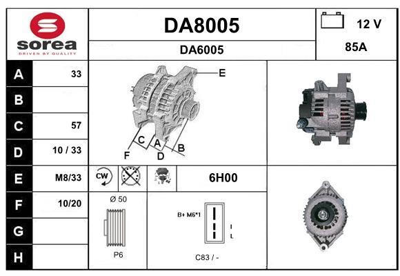 SNRA DA8005 Alternator DA8005