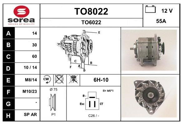 SNRA TO8022 Alternator TO8022