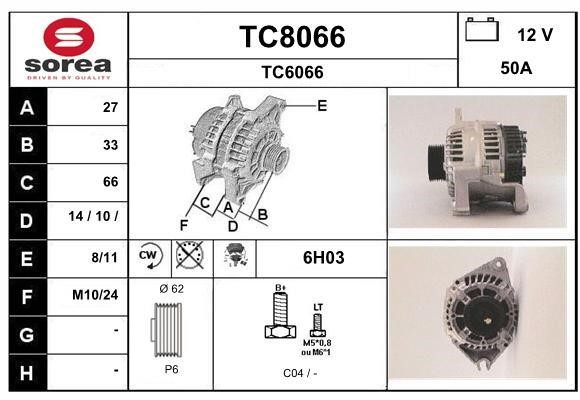 SNRA TC8066 Alternator TC8066