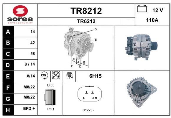 SNRA TR8212 Alternator TR8212