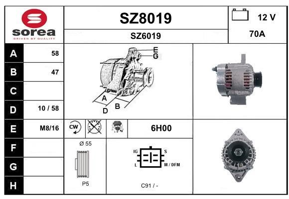 SNRA SZ8019 Alternator SZ8019