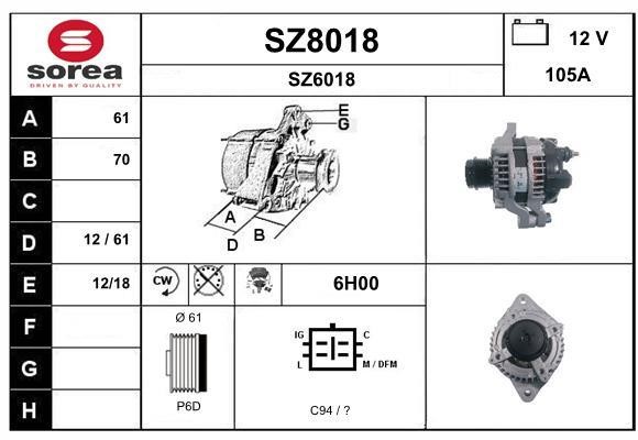 SNRA SZ8018 Alternator SZ8018