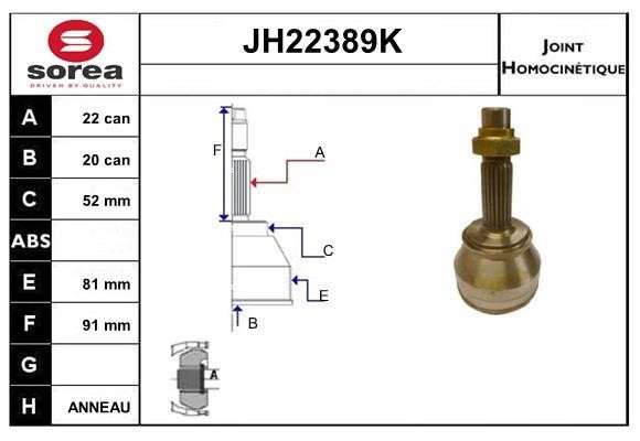 SNRA JH22389K CV joint JH22389K