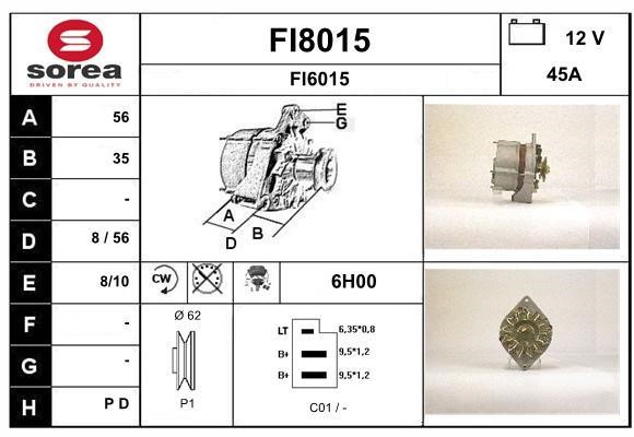 SNRA FI8015 Alternator FI8015