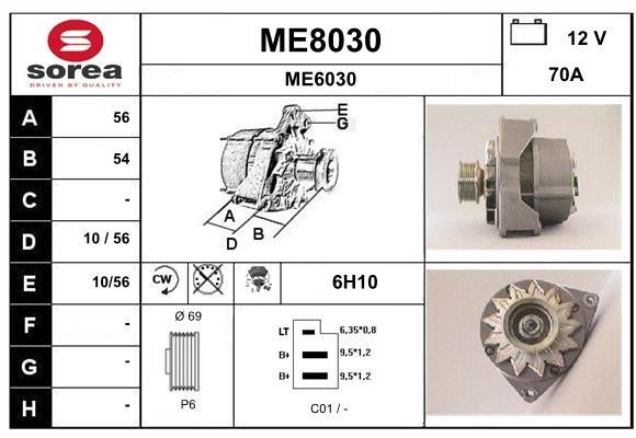SNRA ME8030 Alternator ME8030