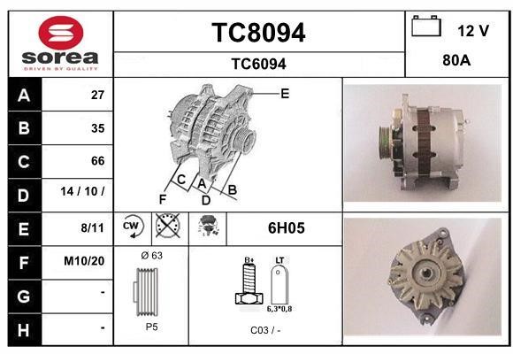SNRA TC8094 Alternator TC8094