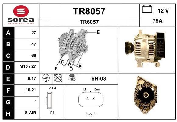 SNRA TR8057 Alternator TR8057