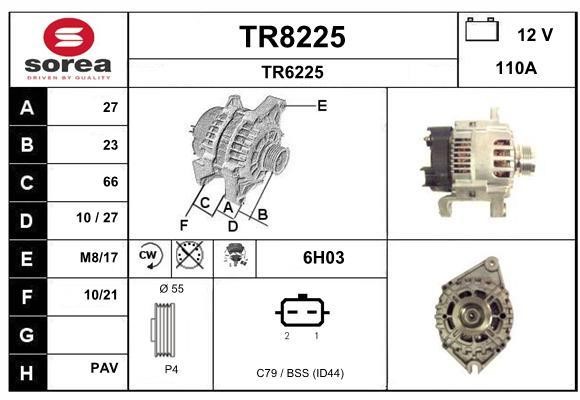 SNRA TR8225 Alternator TR8225