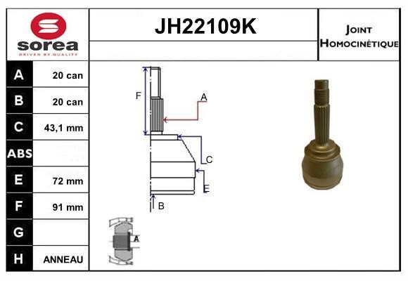 SNRA JH22109K CV joint JH22109K