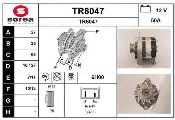 SNRA TR8047 Alternator TR8047