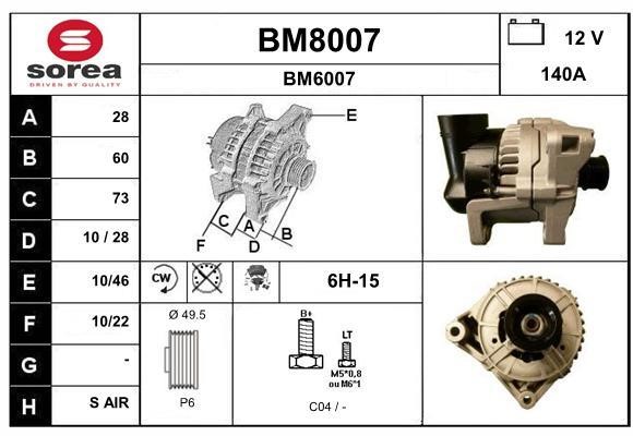 SNRA BM8007 Alternator BM8007