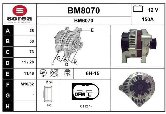 SNRA BM8070 Alternator BM8070