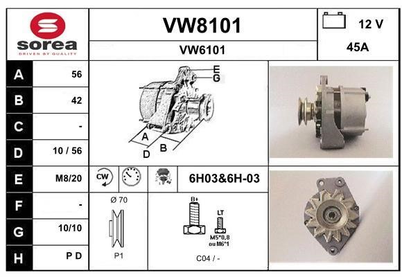 SNRA VW8101 Alternator VW8101