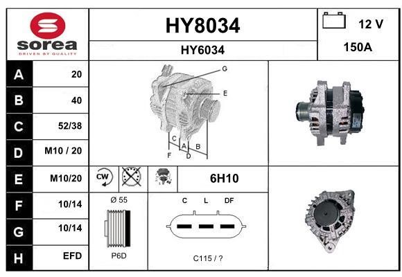 SNRA HY8034 Alternator HY8034