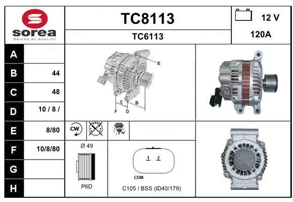 SNRA TC8113 Alternator TC8113