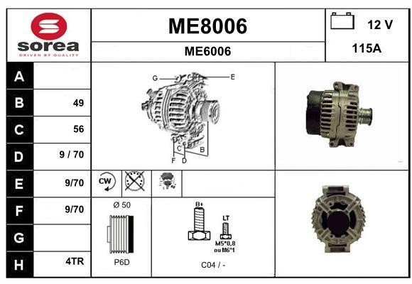 SNRA ME8006 Alternator ME8006