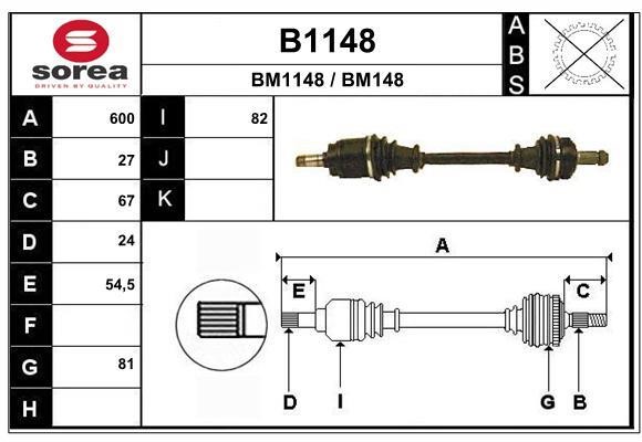 SNRA B1148 Drive Shaft B1148