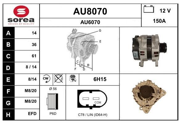 SNRA AU8070 Alternator AU8070