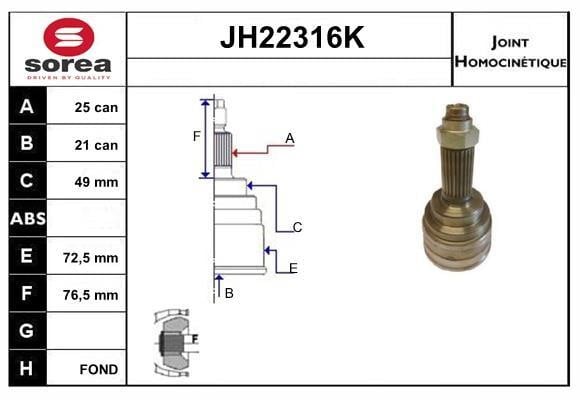 SNRA JH22316K CV joint JH22316K