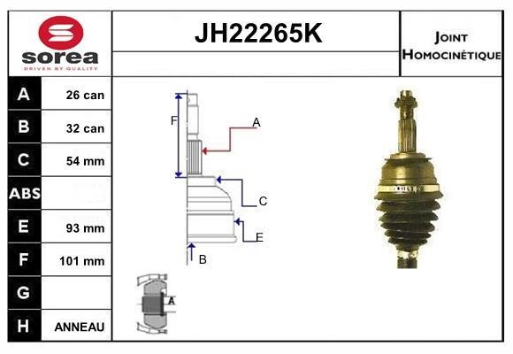 SNRA JH22265K CV joint JH22265K