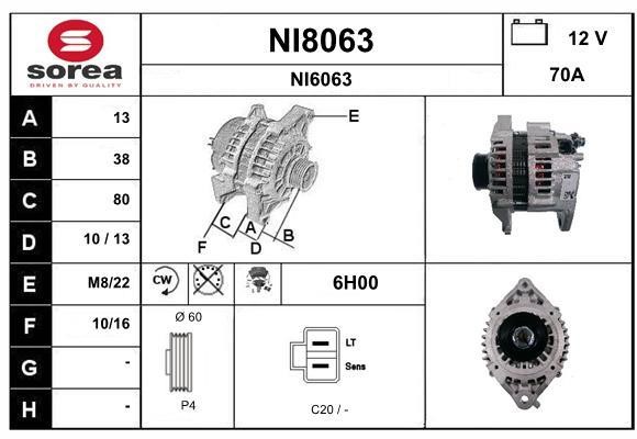 SNRA NI8063 Alternator NI8063