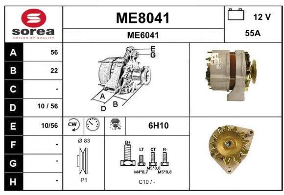 SNRA ME8041 Alternator ME8041