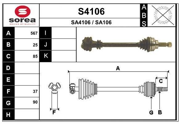 SNRA S4106 Drive Shaft S4106