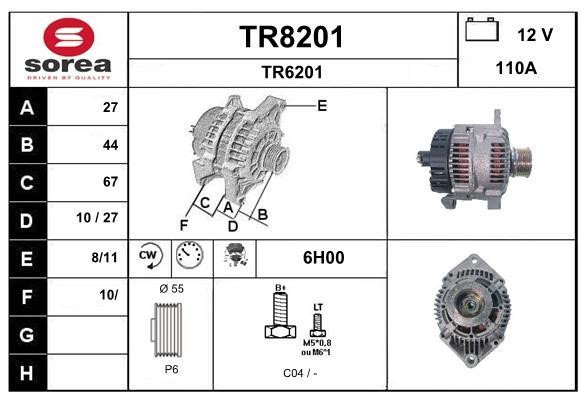 SNRA TR8201 Alternator TR8201
