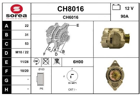 SNRA CH8016 Alternator CH8016