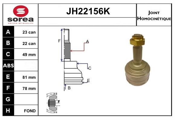 SNRA JH22156K CV joint JH22156K