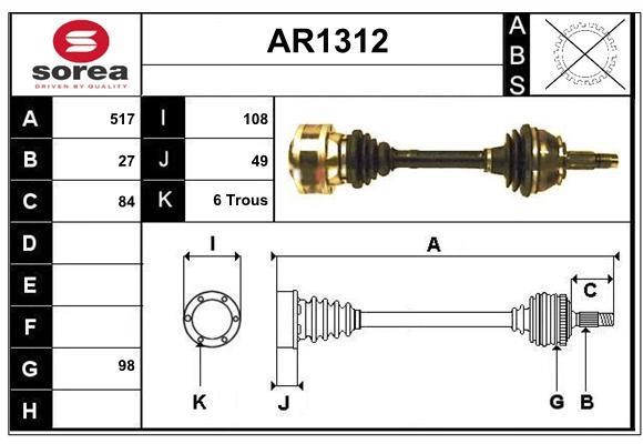 SNRA AR1312 Drive shaft AR1312