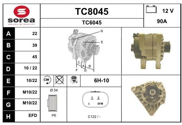 SNRA TC8045 Alternator TC8045