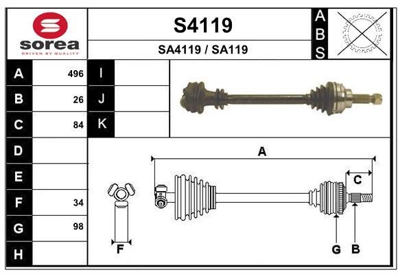 SNRA S4119 Drive Shaft S4119