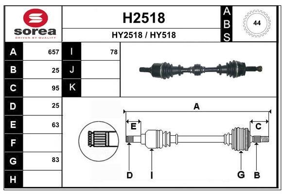 SNRA H2518 Drive shaft H2518