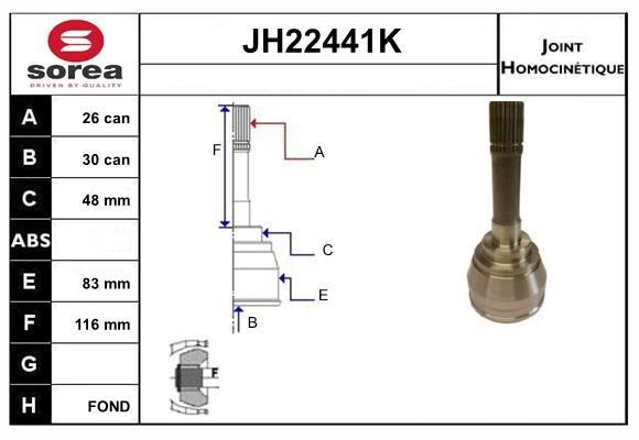SNRA JH22441K CV joint JH22441K