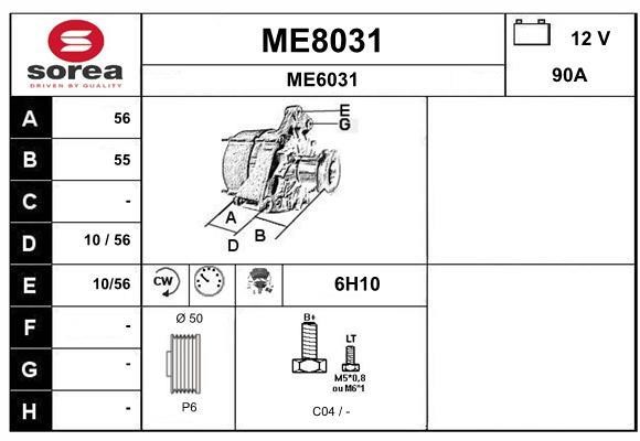 SNRA ME8031 Alternator ME8031