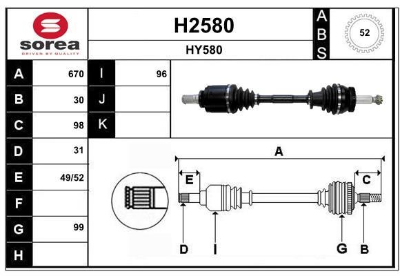 SNRA H2580 Drive shaft H2580