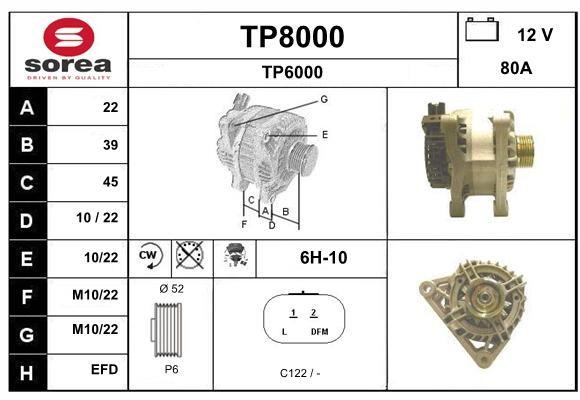 SNRA TP8000 Alternator TP8000
