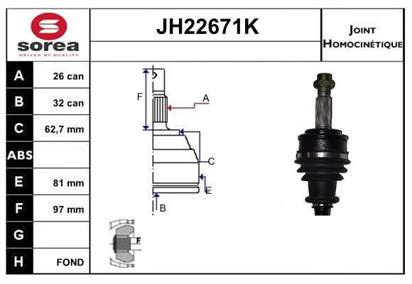 SNRA JH22671K Joint kit, drive shaft JH22671K