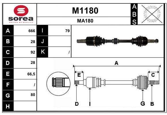 SNRA M1180 Drive shaft M1180