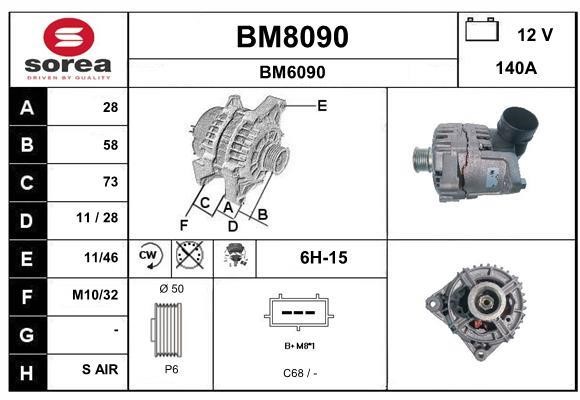 SNRA BM8090 Alternator BM8090