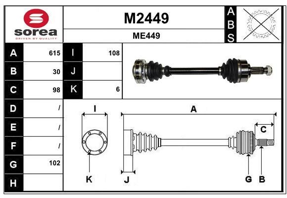 SNRA M2449 Drive shaft M2449